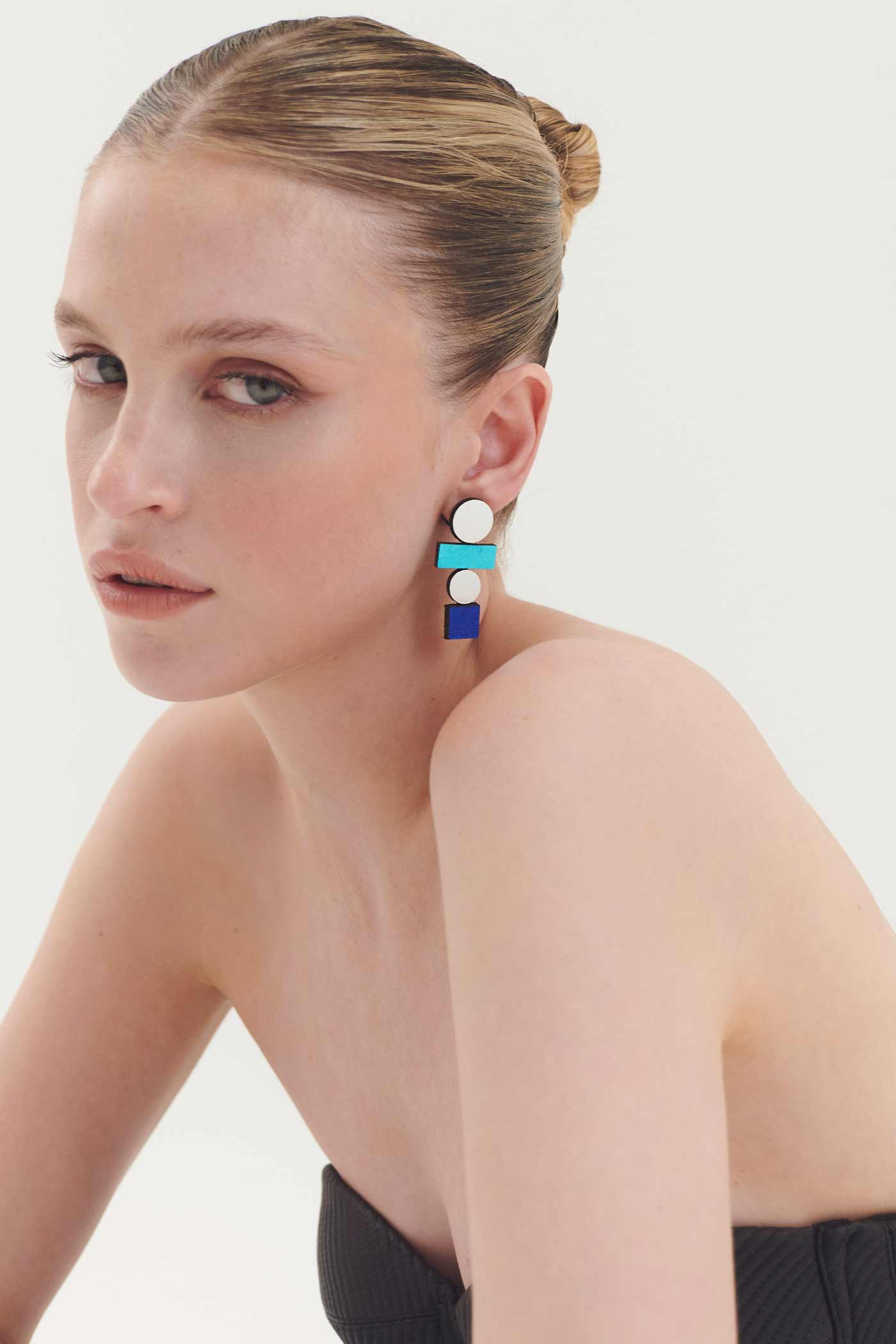 Bauhaus Earrings - Silver + Cool Colors