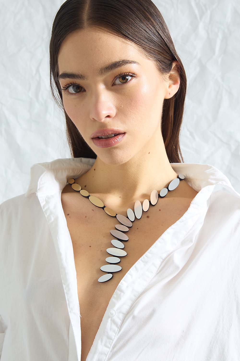 Colors Petals Y Necklace - Silver + Gold