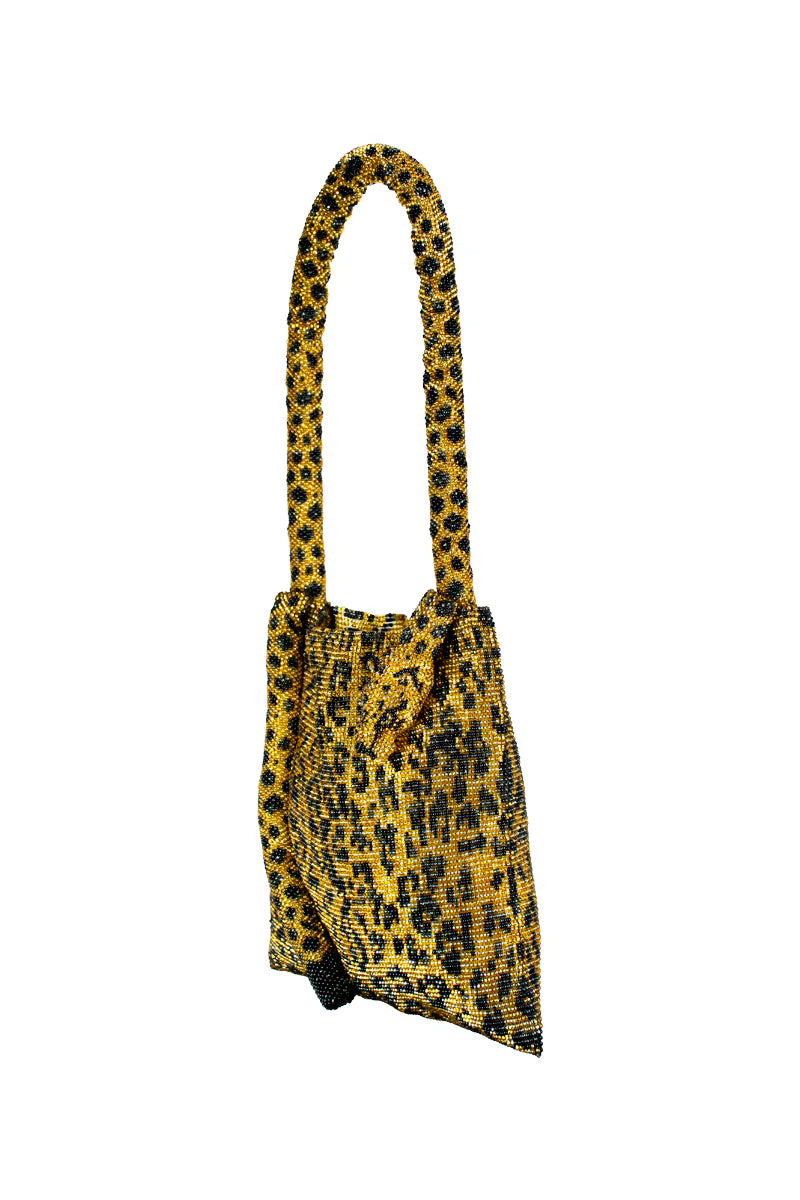 Serpent Hand Beaded Bag in Leopard