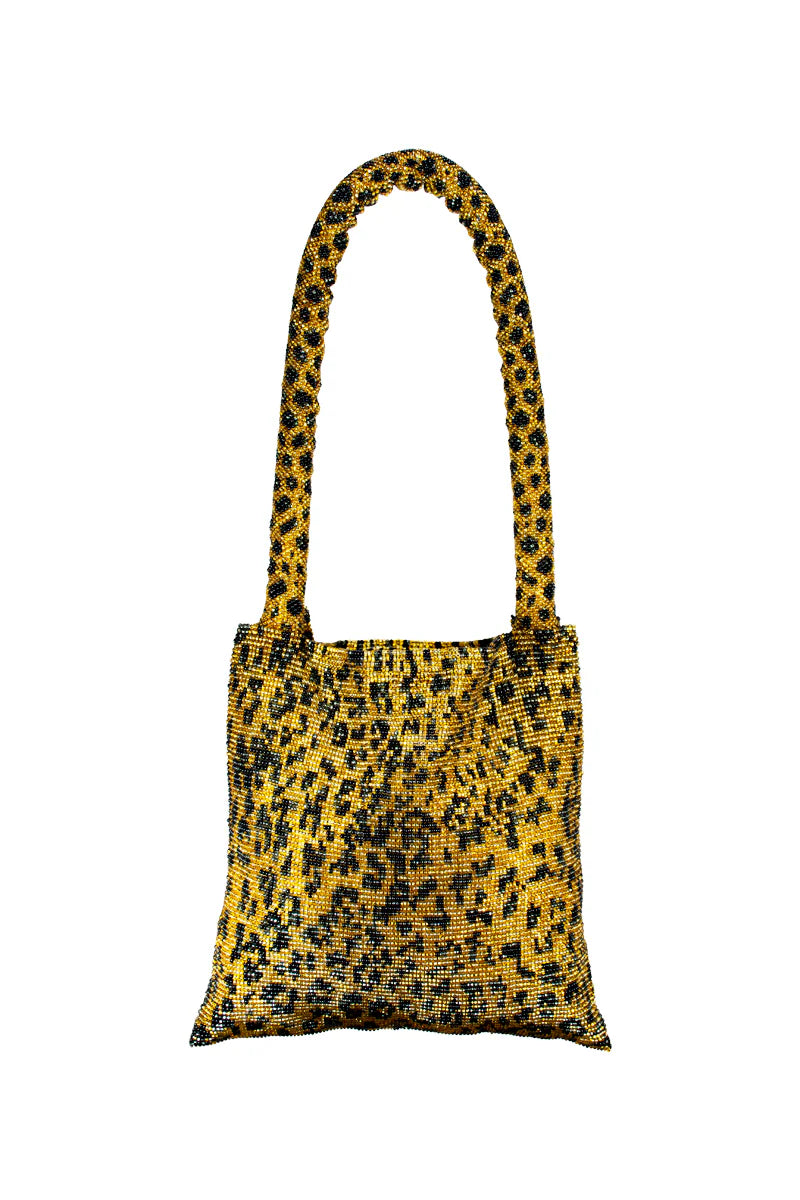 Serpent Hand Beaded Bag in Leopard
