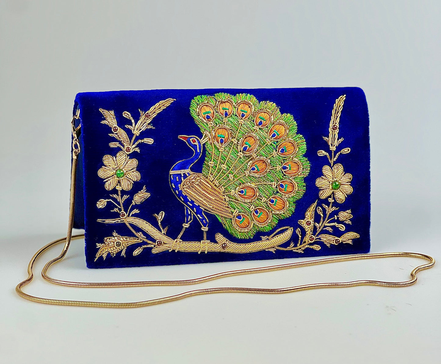 Velvet Peacock Clutch