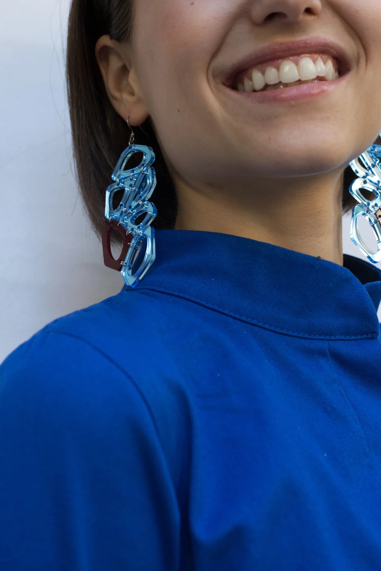 Voronoi Earrings - Blue and Bordeaux