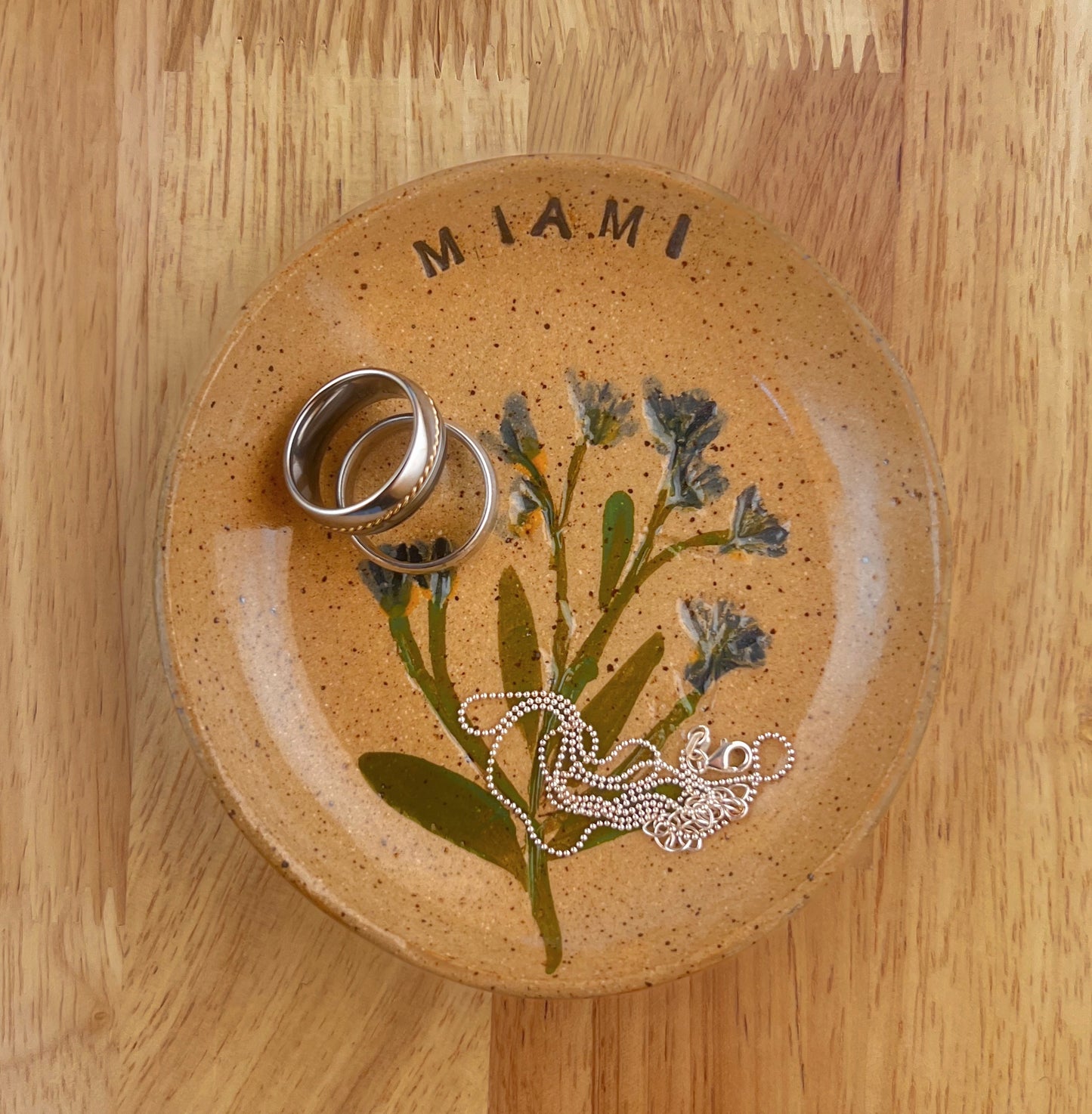 Miami Pressed Flower Handmade Trinket Dish