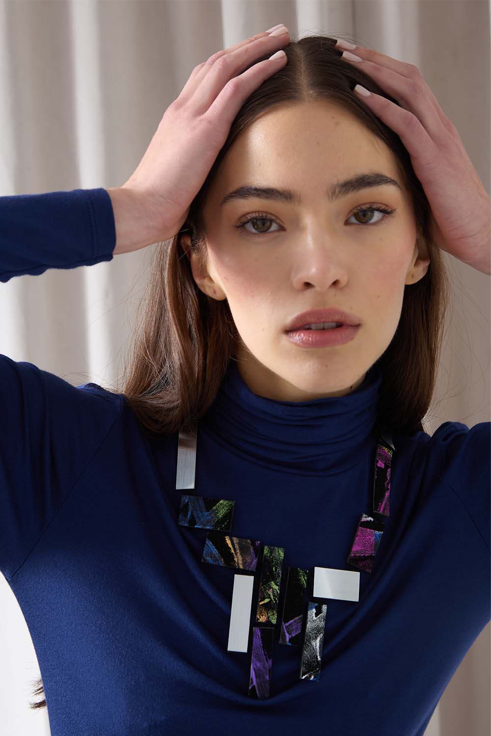 Klee V Necklace - Silver + Black + Rainbow