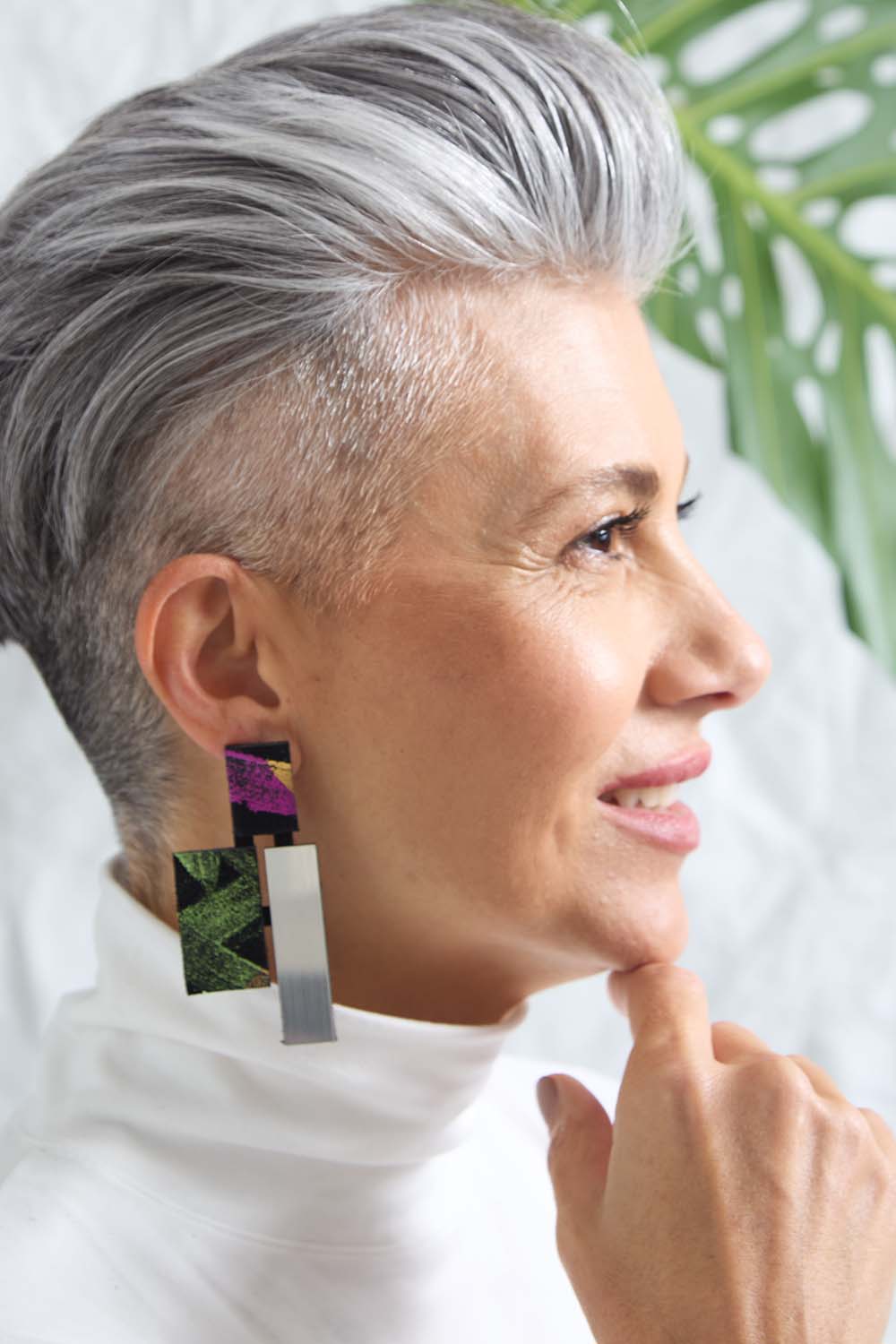 Klee Earrings - Silver + Black + Rainbow