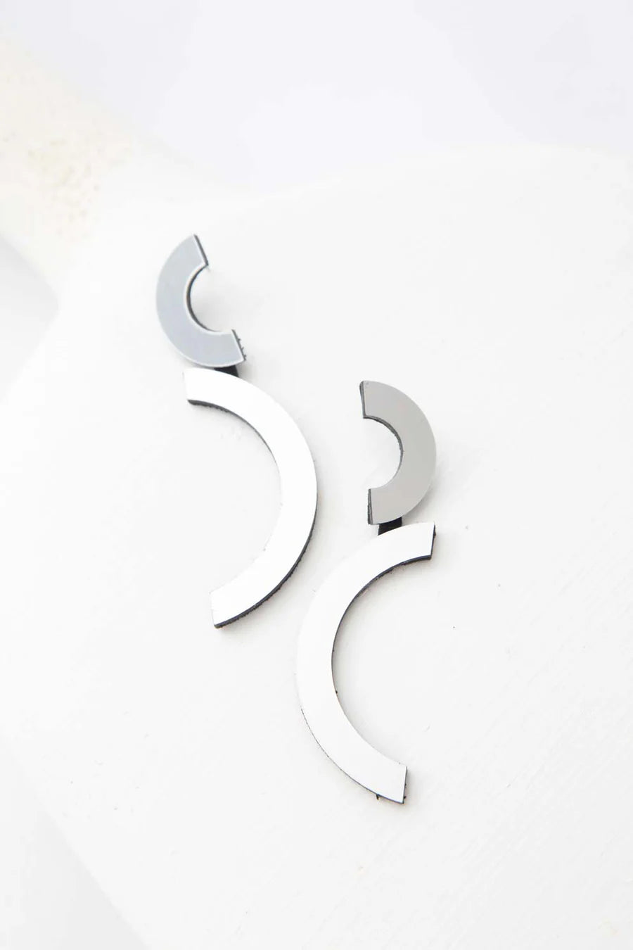 Silver Mies Double Arc Earrings