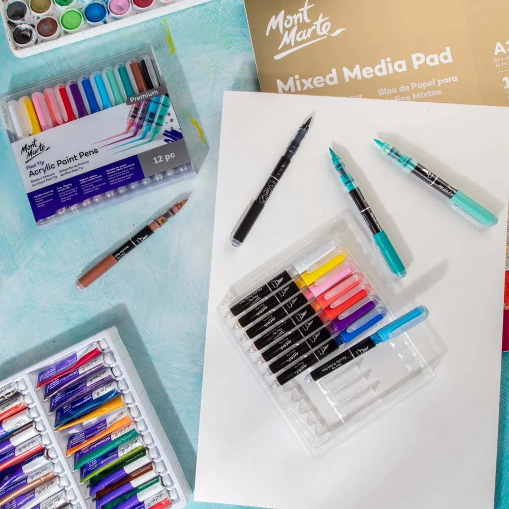Flexi Tip Acrylic Paint Pens - 12pc