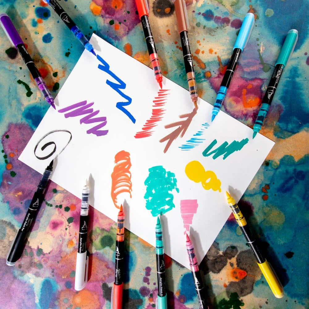Flexi Tip Acrylic Paint Pens - 12pc