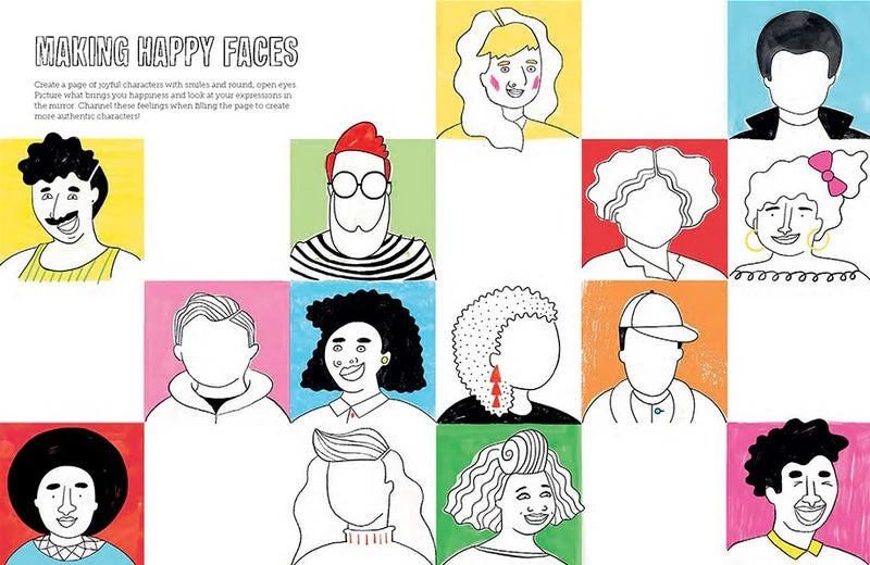 Draw Happy: People and Faces: Easy Prompts to Find