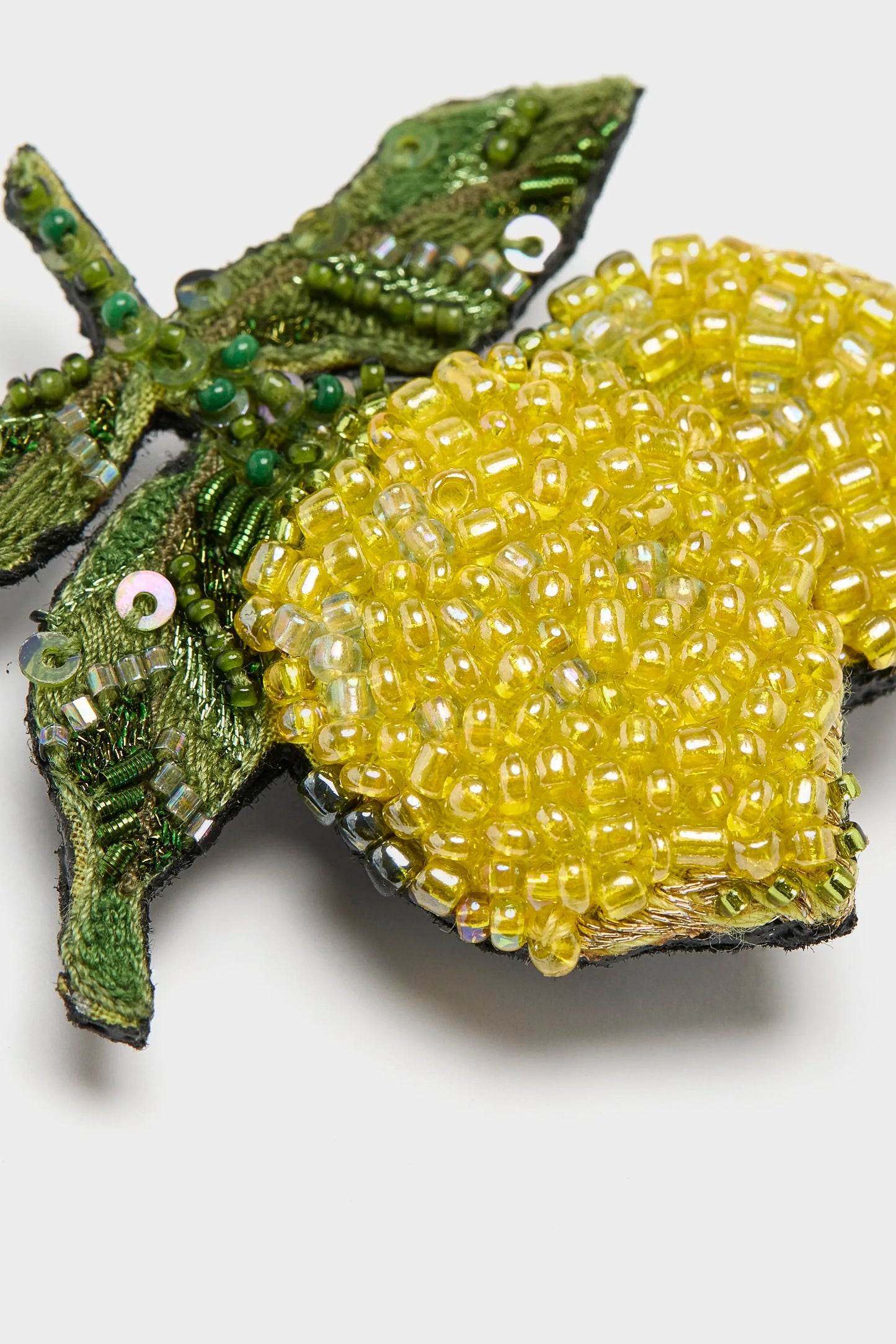 Hand Embroidered Beaded Brooch – Amalfi Lemons