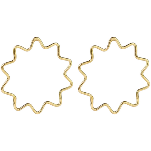 Gretchen Zigzag Circle Brass Earrings