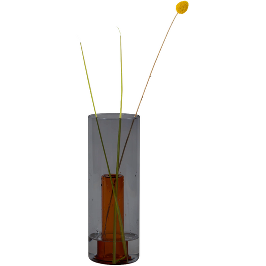 Large Reversible Glass Vase - Smoke/Amber