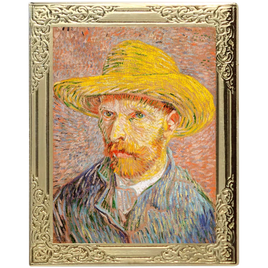 Art Frame Pin - Self-Portrait with Straw Hat by Vincent Van Gogh