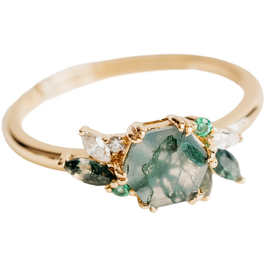 Green Moss Succulent Adjustable Ring