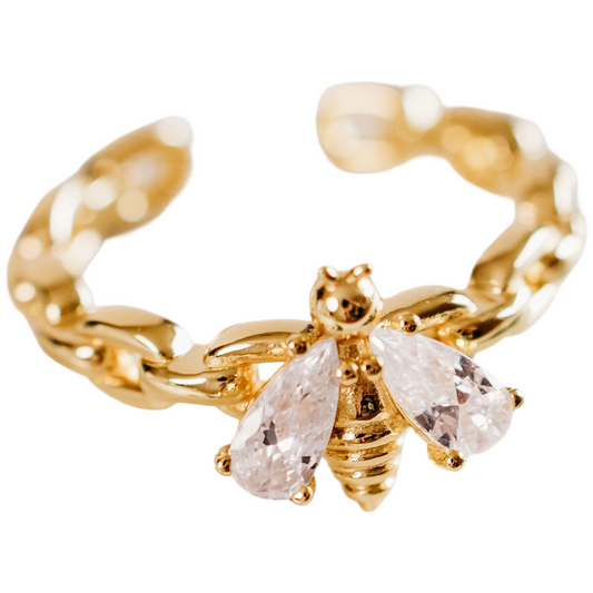 Gold Bumblebee Paperclip Adjustable Ring