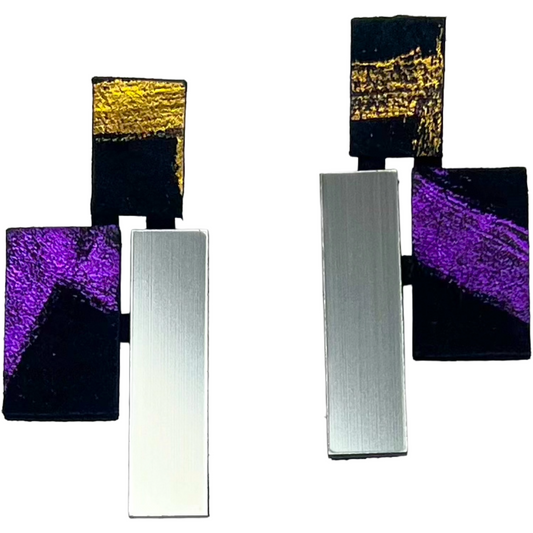 Klee Earrings - Silver + Black + Rainbow