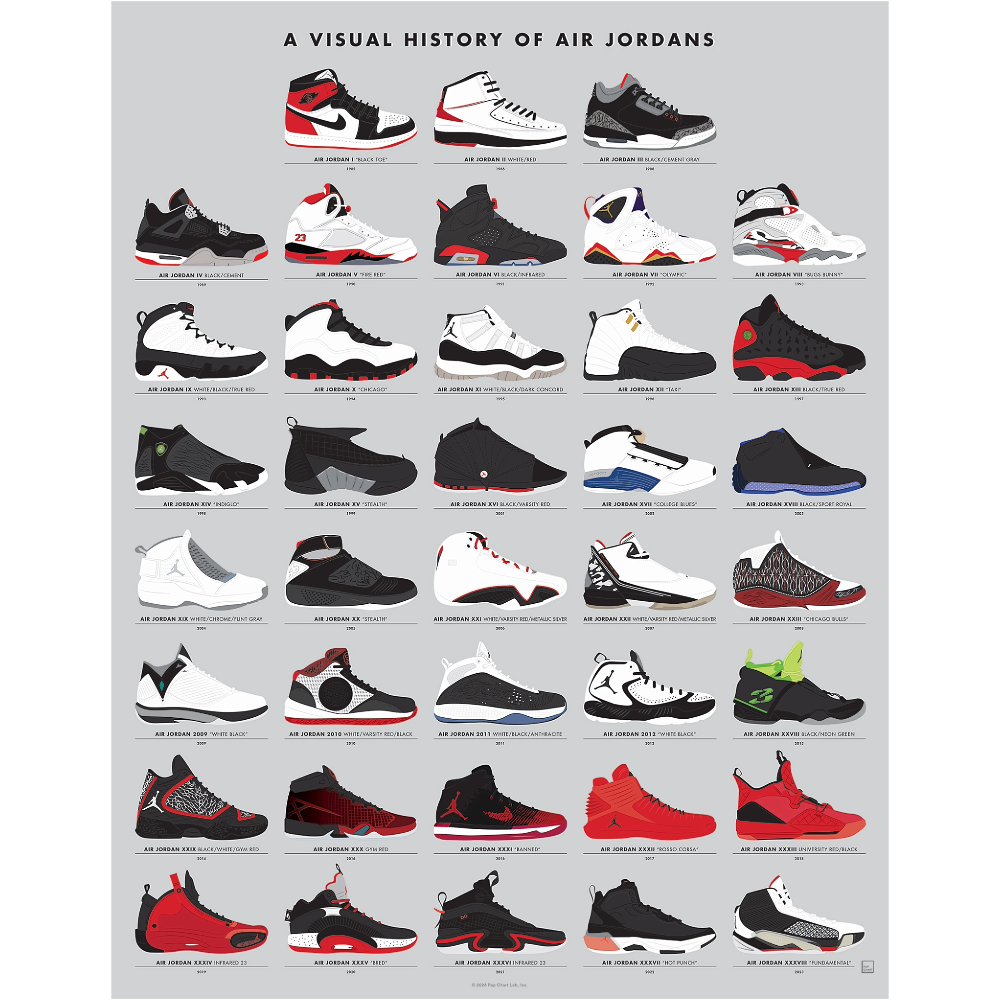A Visual History of Air Jordans Print – PAMM Shop display picture 1