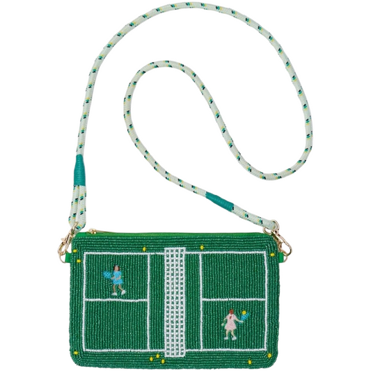Leila Tennis Seed Bead Clutch with Strap