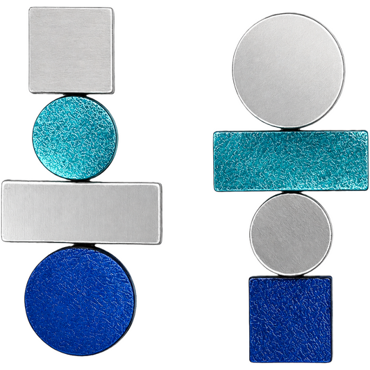Bauhaus Earrings - Silver + Cool Colors