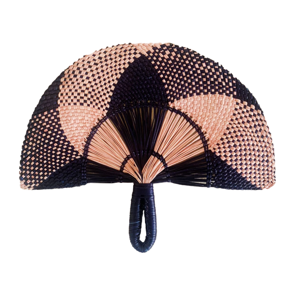 Flat Hand Fan: Pink and Navy