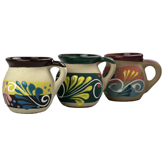 Mexican Hand Painted Clay Mugs