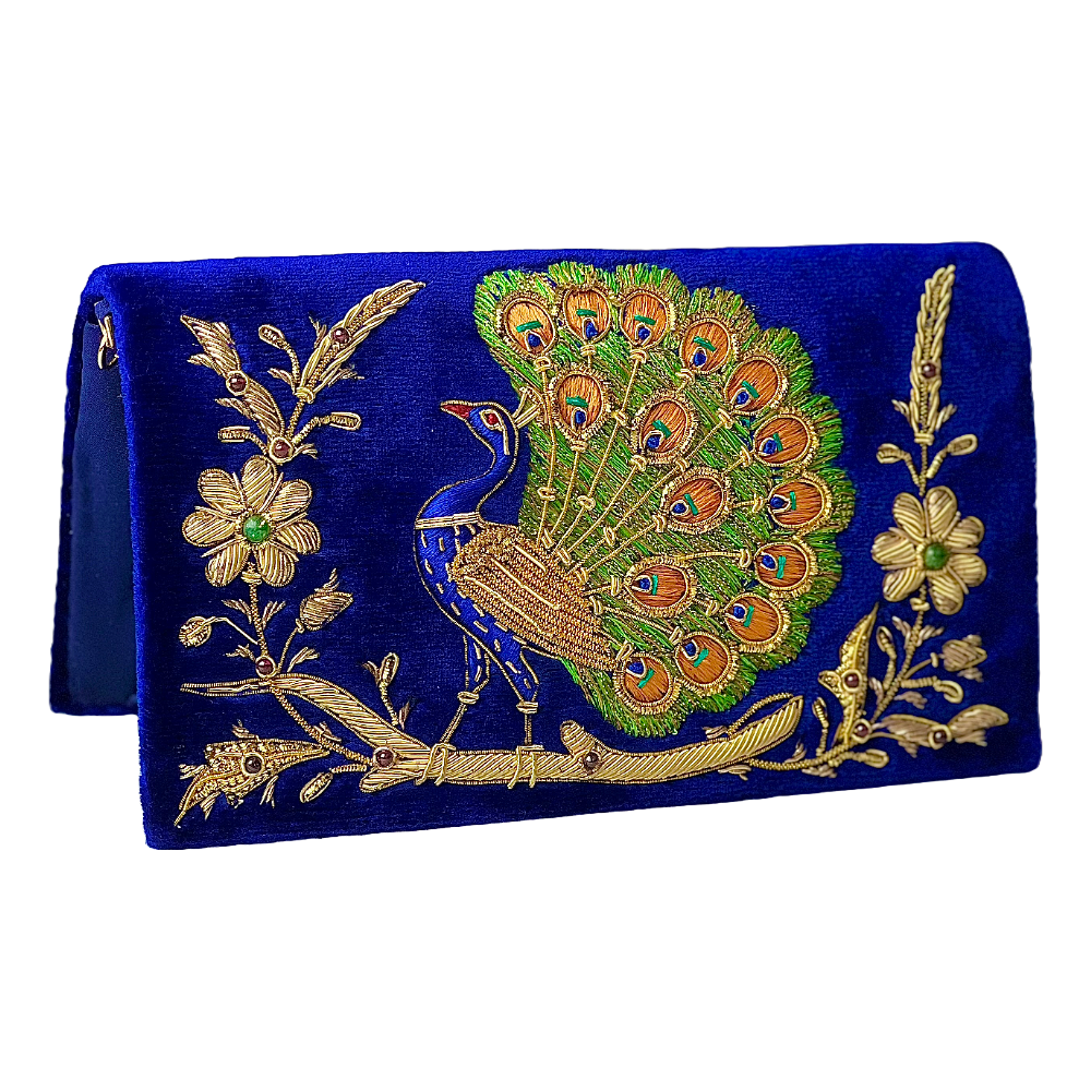 Velvet Peacock Clutch