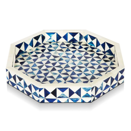 Decorative Blue & White Octagon Tray