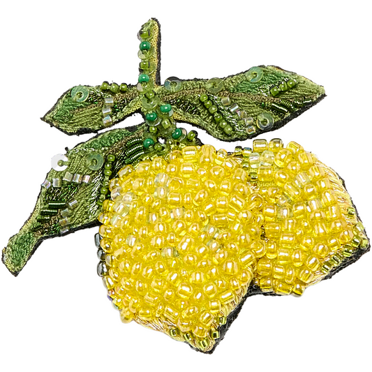 Hand Embroidered Beaded Brooch – Amalfi Lemons