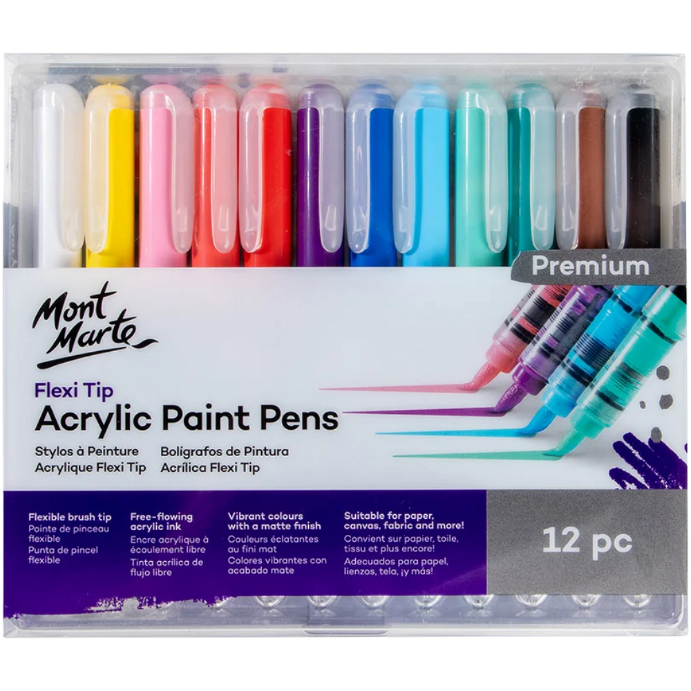 Flexi Tip Acrylic Paint Pens - 12pc