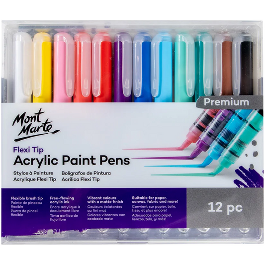 Flexi Tip Acrylic Paint Pens - 12pc