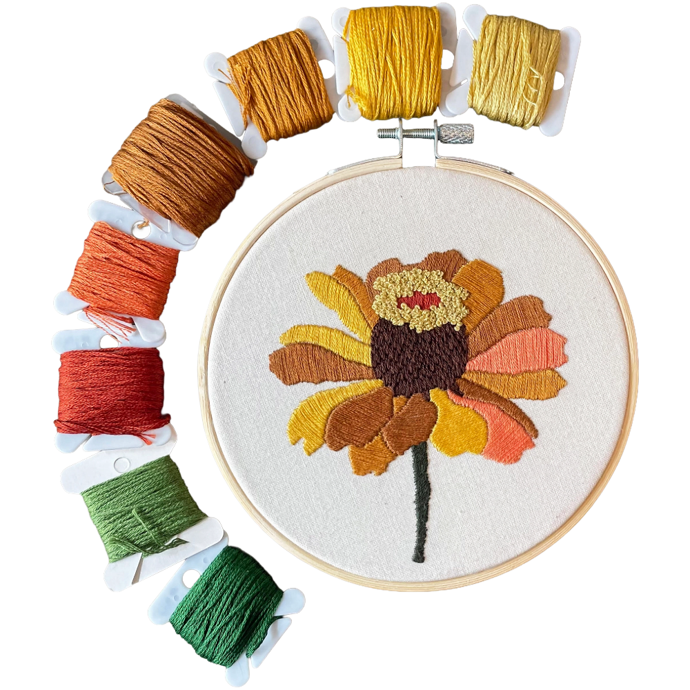 DIY Embroidery Kit - Zinnia No. 1 (5")
