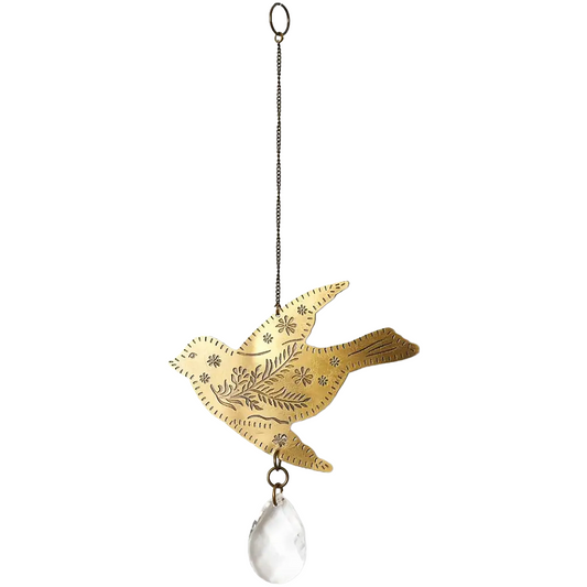 Surya Bird Engraved Brass Suncatcher