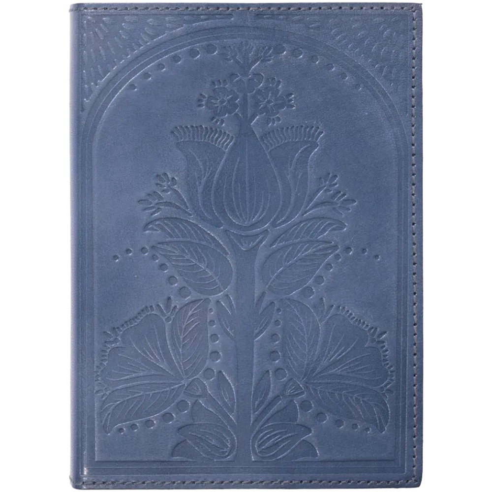 Embossed Blue Leather Floral Journal