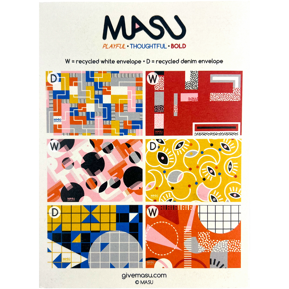 Bauhaus Inspired Recycled Everyday Note Card #2 - Set of 6