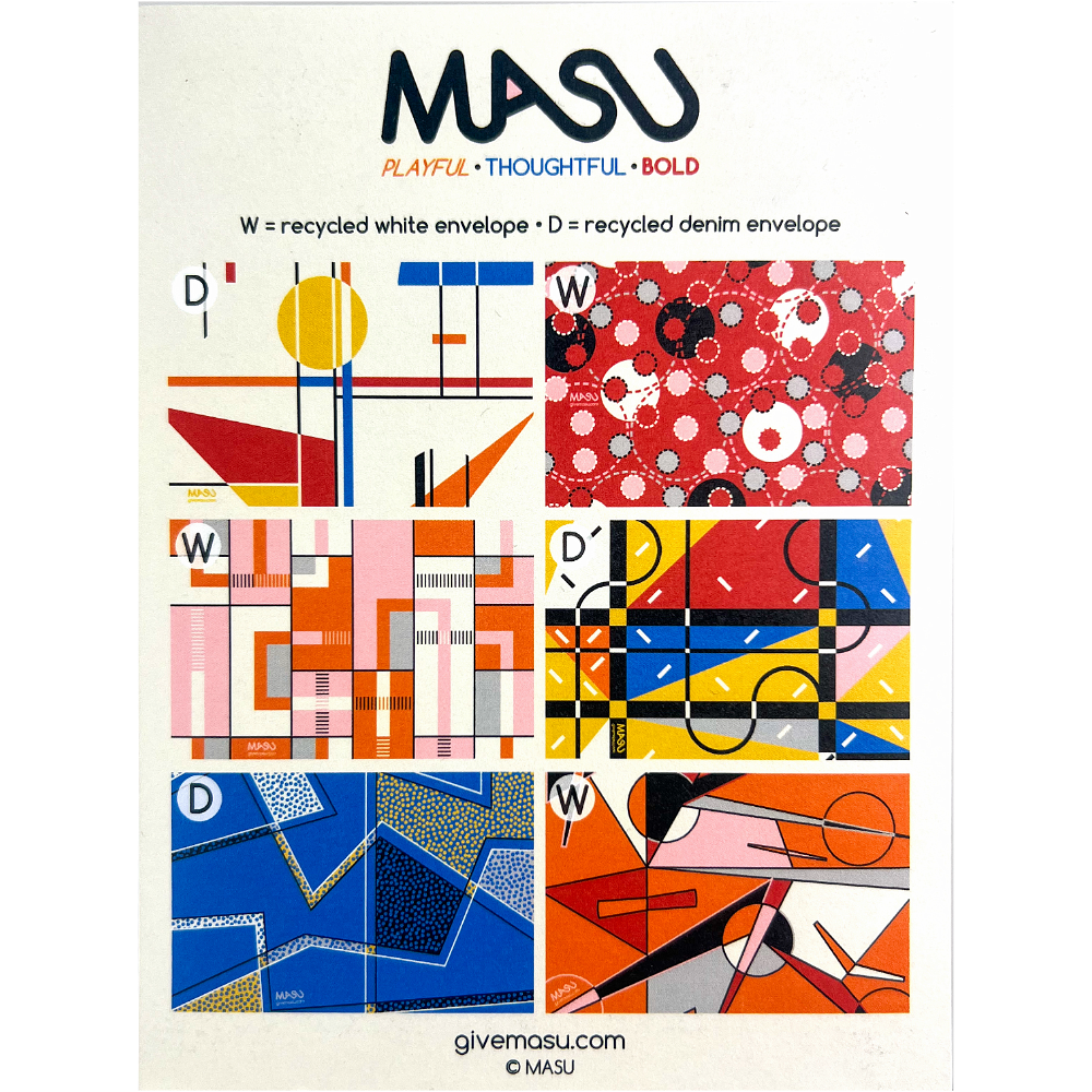 Bauhaus Inspired Recycled Everyday Note Card #1 - Set of 6