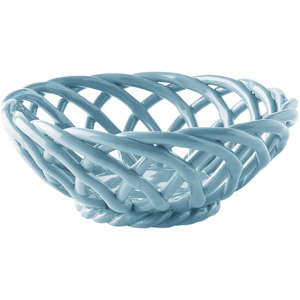 Small Sicilia Ceramic Basket — Light Blue