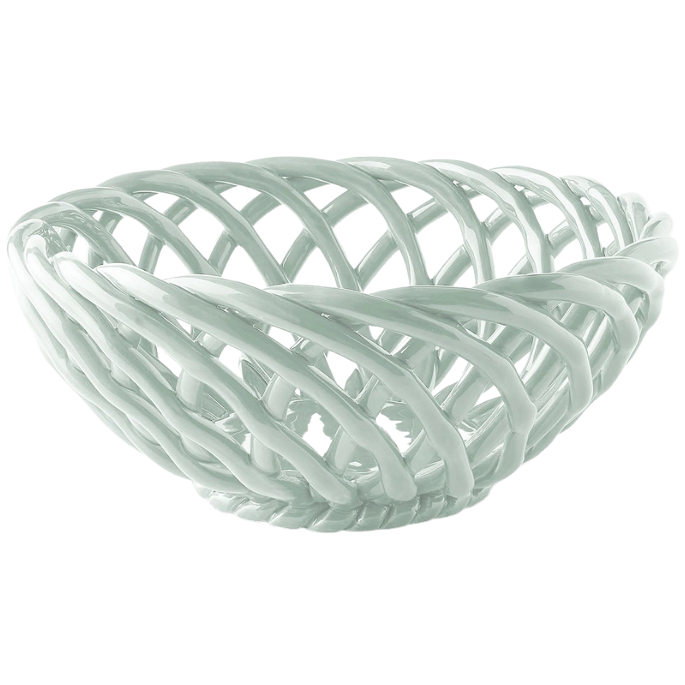 Large Sicilia Ceramic Basket - Light Mint
