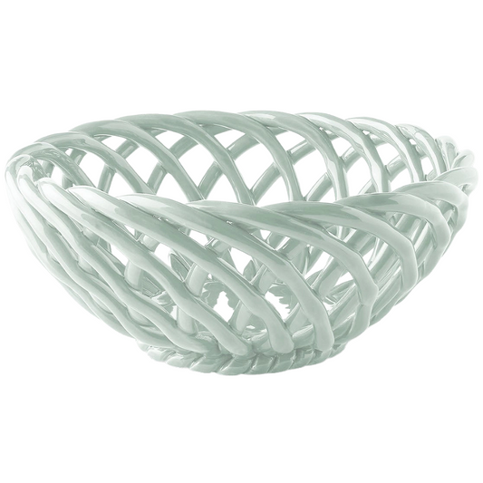 Large Sicilia Ceramic Basket - Light Mint