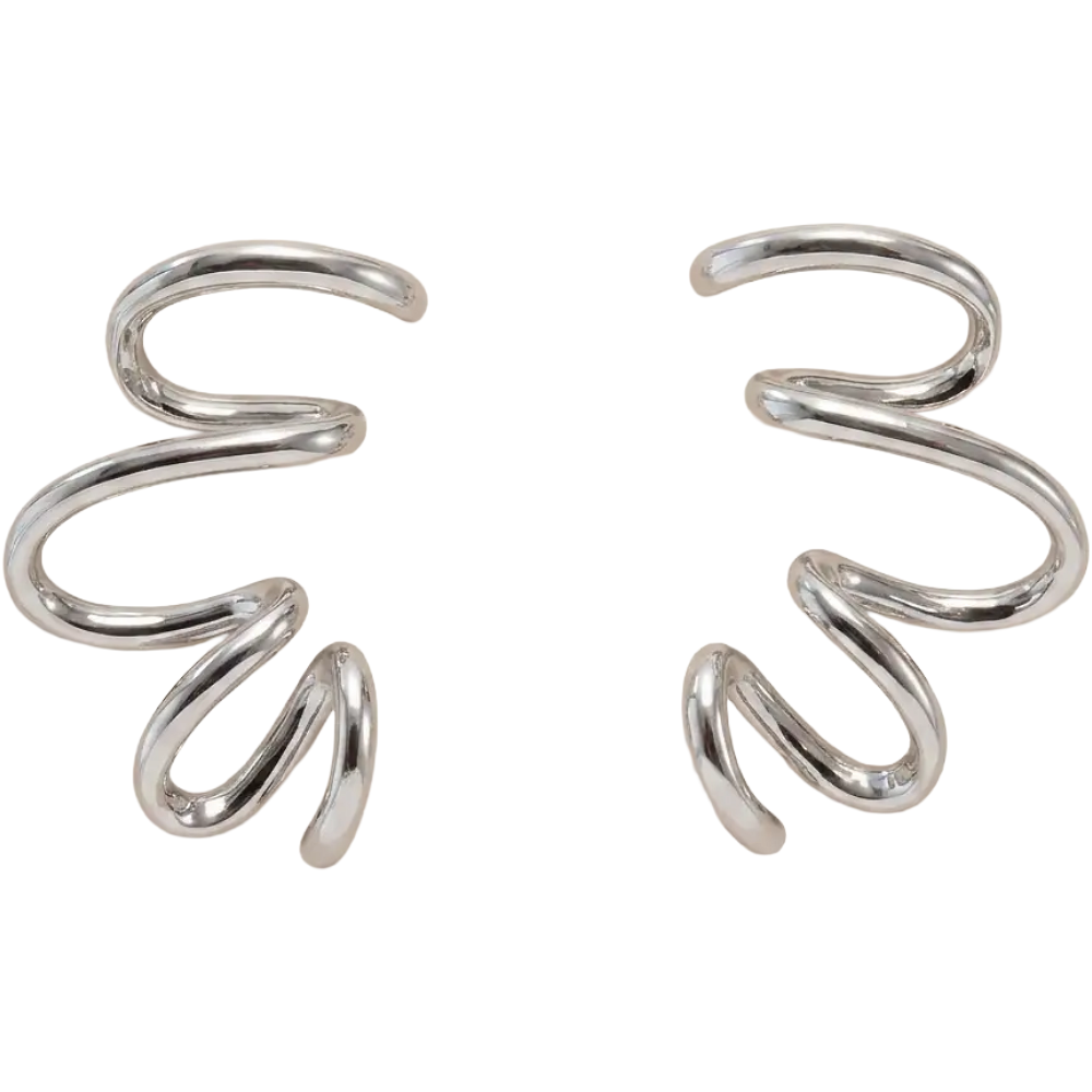 Rhodium Sculptural Swirl Earrings