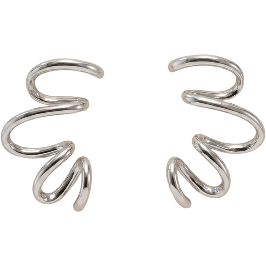Rhodium Sculptural Swirl Earrings