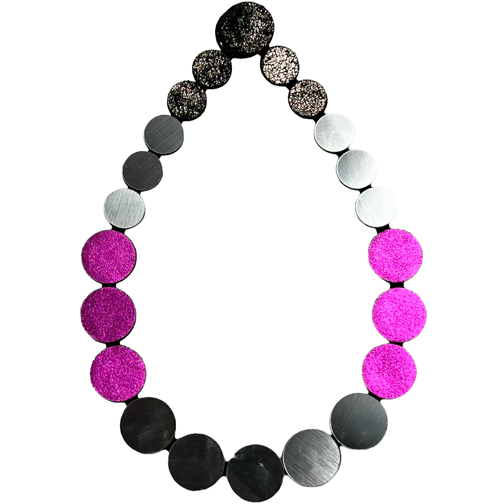 Sarah's Dream Circle Necklace - Silver/Pewter/Fuchsia