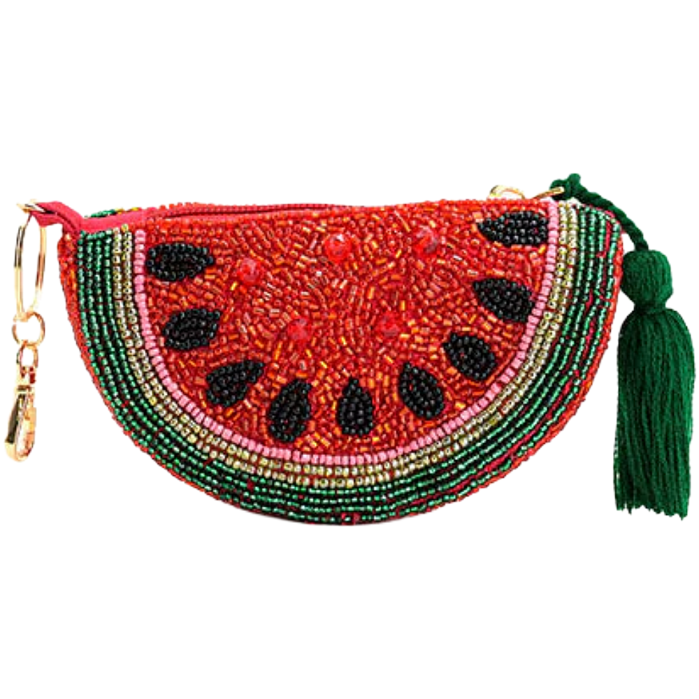 Watermelon Pop Beaded Coin Pouch