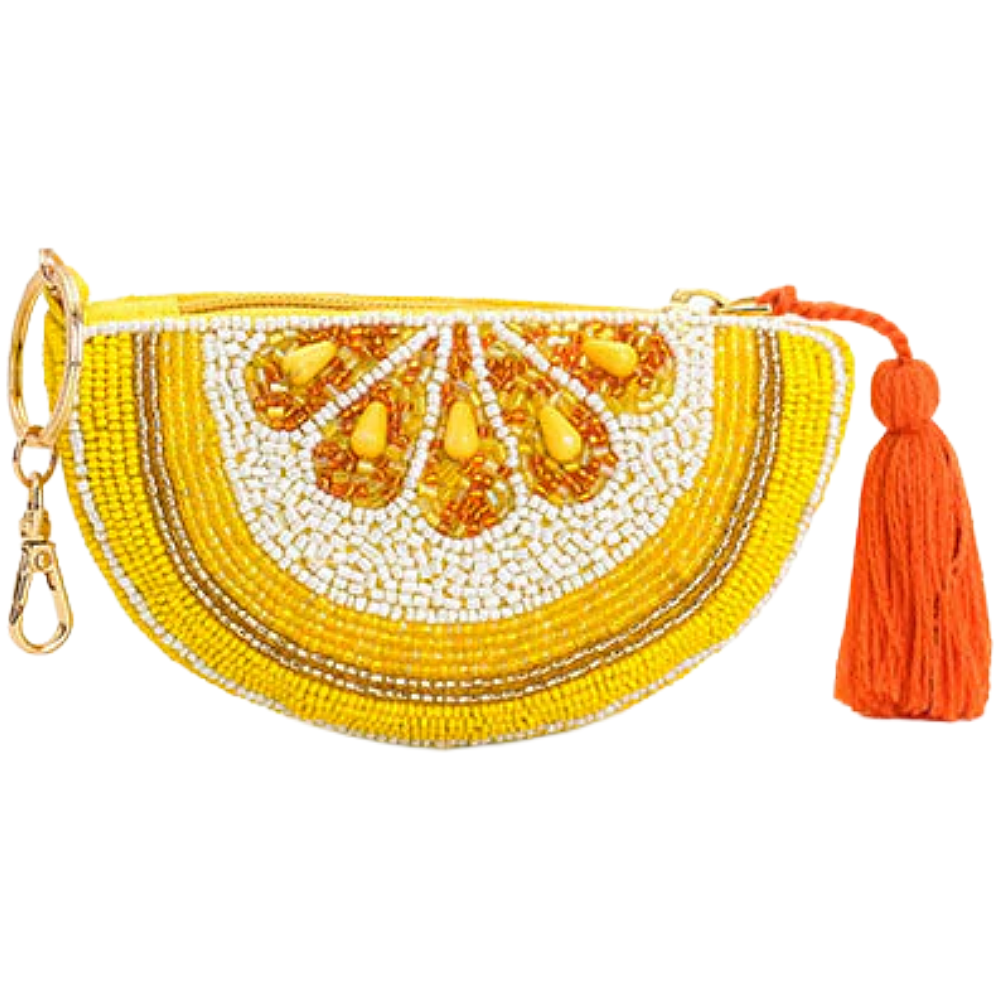 Sunburst Citrus Beaded Coin Pouch