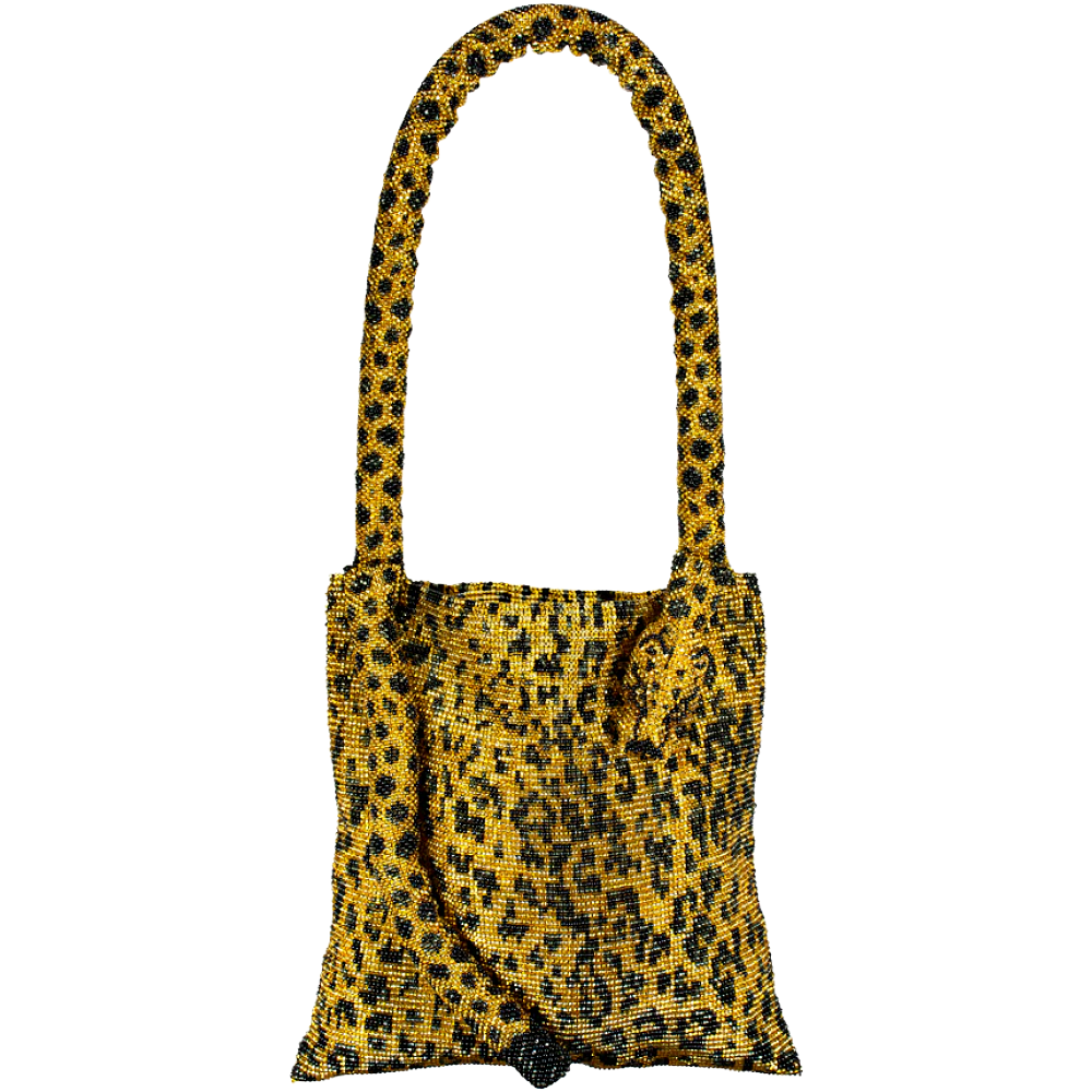 Serpent Hand Beaded Bag in Leopard