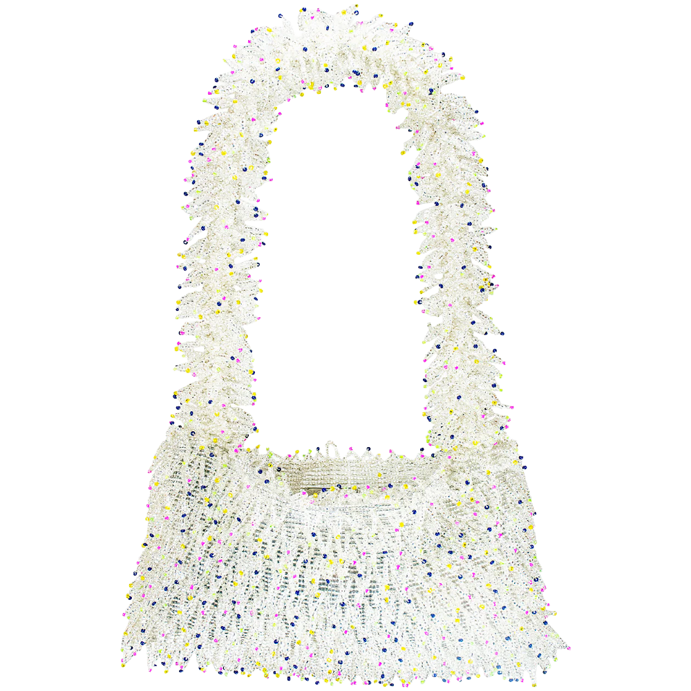 Mini Silver Multicolor Nina Hand Beaded Bag