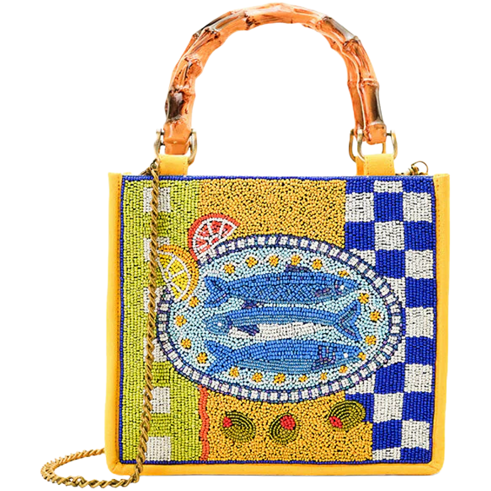 Mediterranean Sardine Hand-Beaded Mini Tote