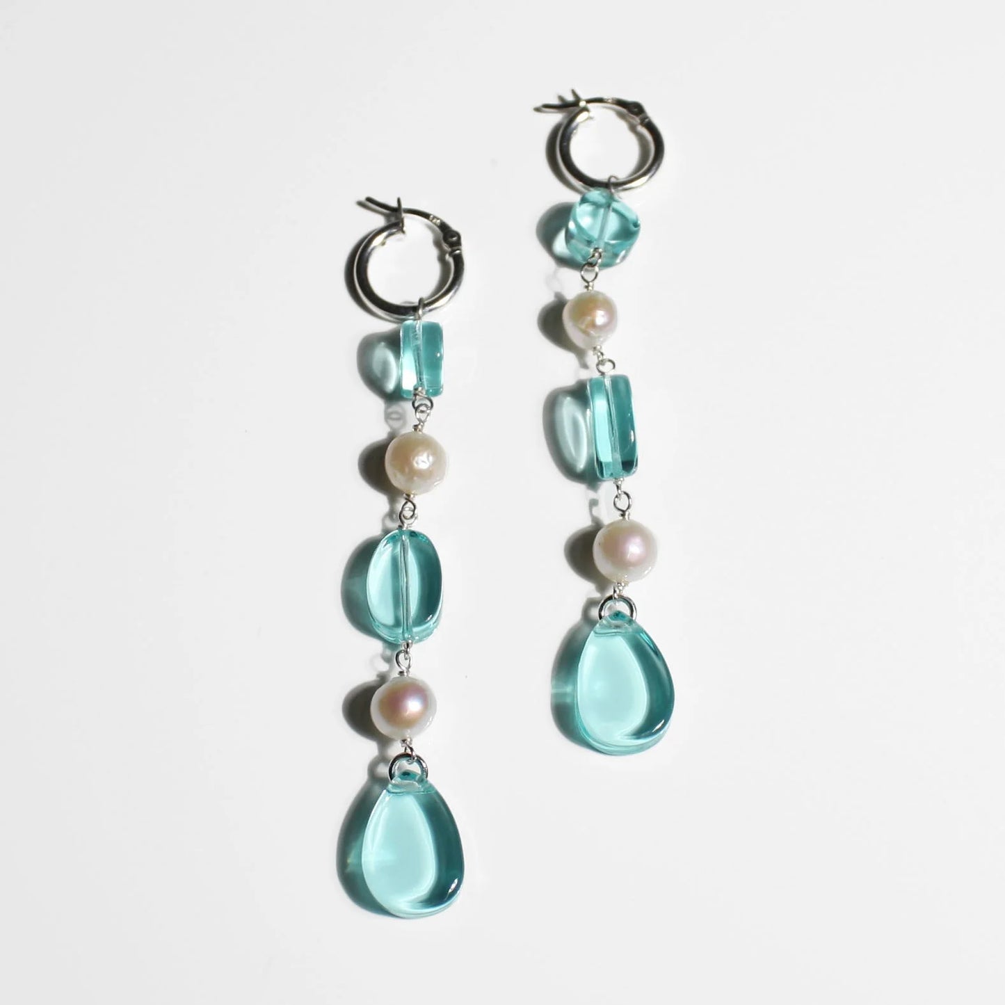 Bead & Pearl Hoop Earrings - Pool
