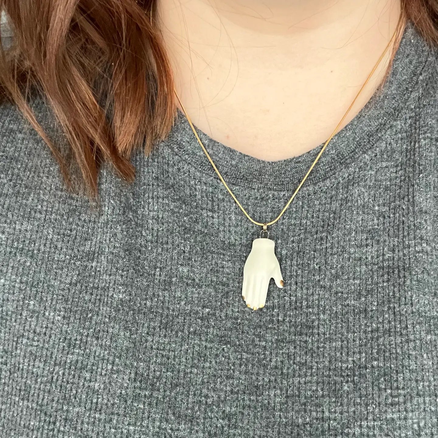 White Ceramic Hand Pendant
