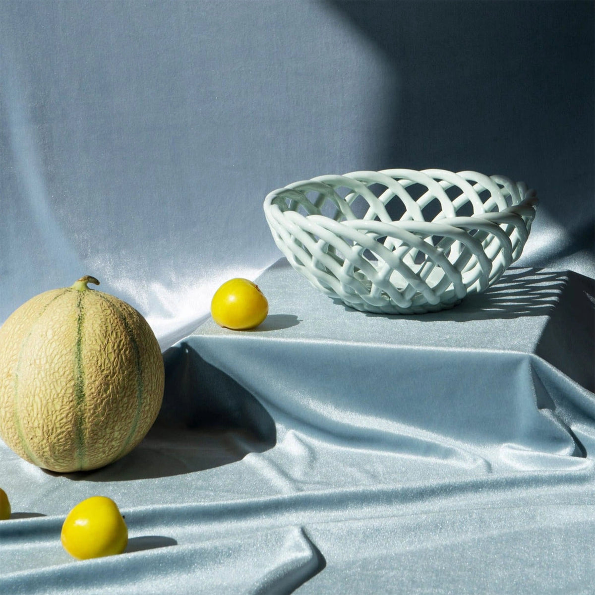 Large Sicilia Ceramic Basket - Light Mint