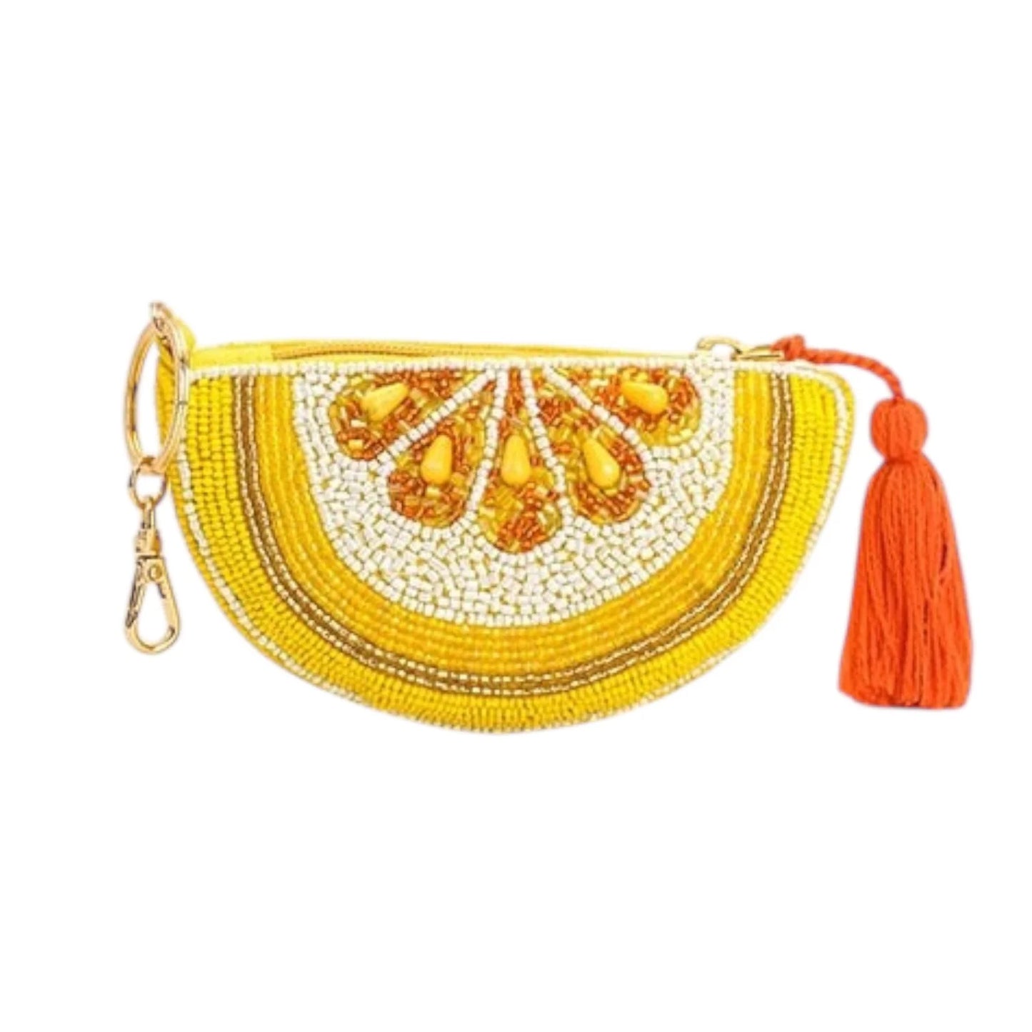 Sunburst Citrus Beaded Coin Pouch